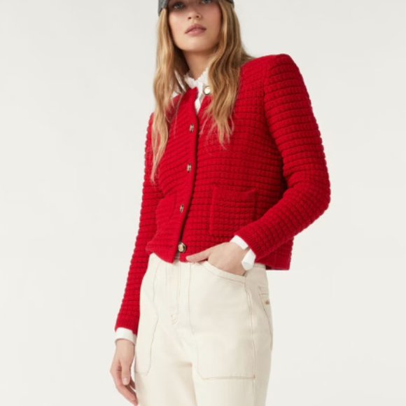 ba&sh Gaspard Lipstick Red Cardigan ❤️ NWOT